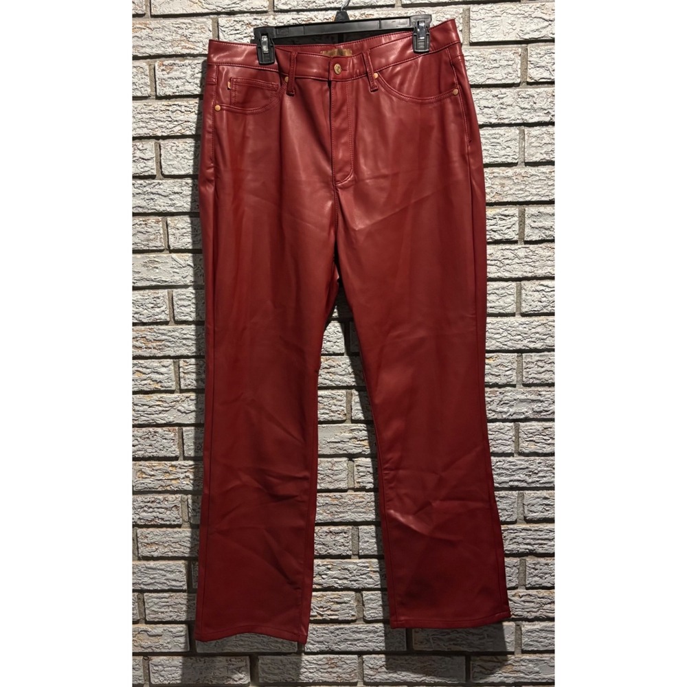 Judy Blue Los Angeles Burgundy Faux Leather Straight Leg Pants 15/32 Red